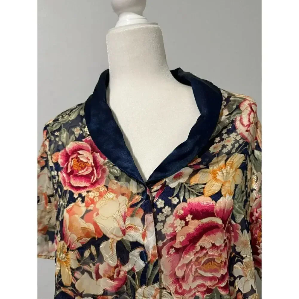 Vintage Victoria Secret 90’s floral sheer loungewear crop top M